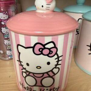 Hello Kitty Pink and White Canister with Figure Lid
